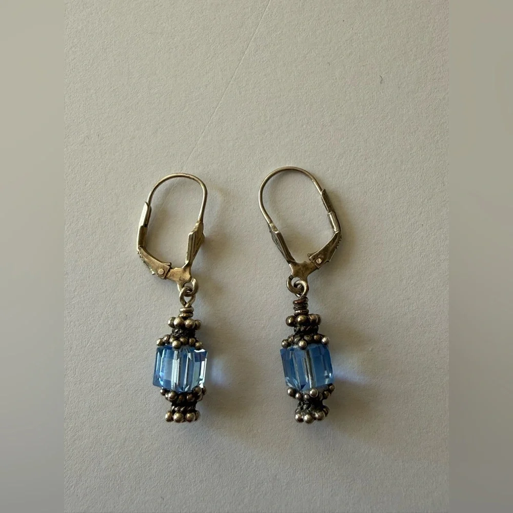 Elegant Silver 925 and Blue Beaded Vintage Earrings 💎